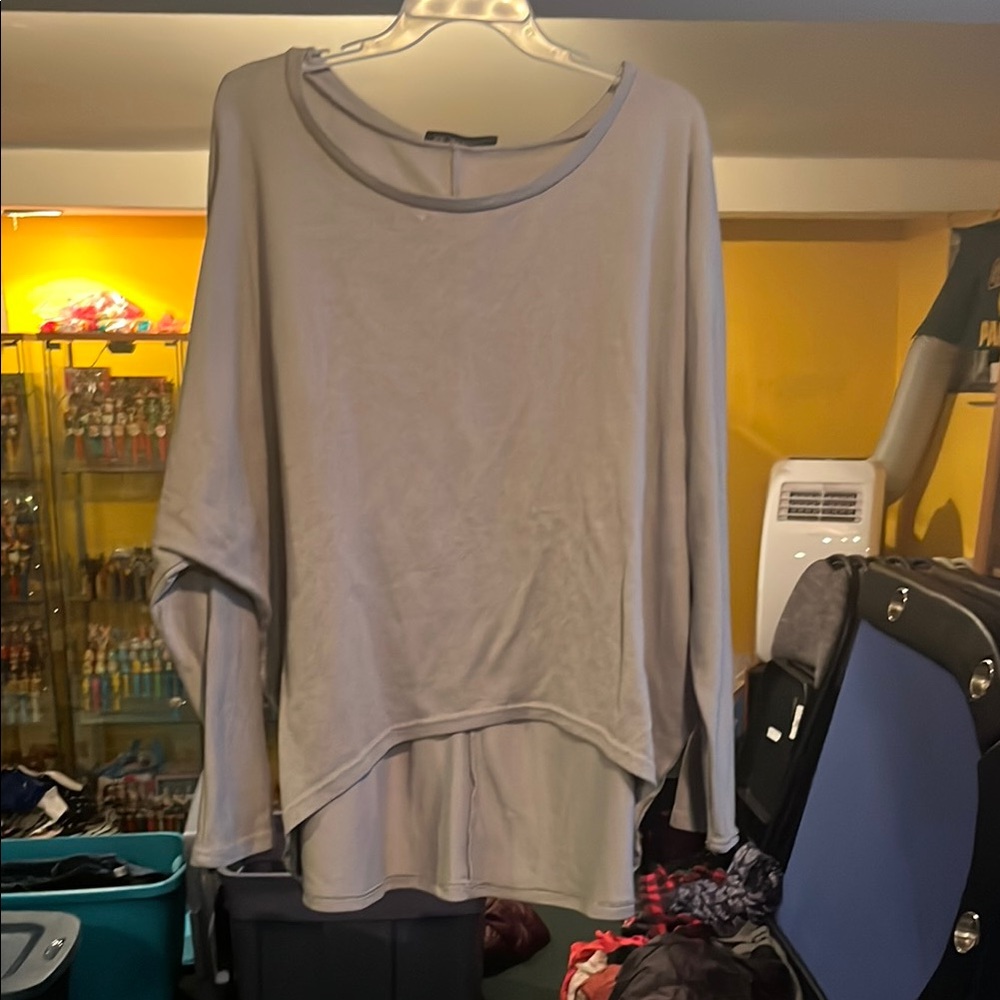 Zanzea Light Gray Asymmetrical Sweatshirt
